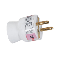 Вилка пластиковая, 2P+PE, 16А прямая белая