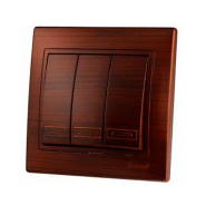 Выключатель Lezard MIRA трехклавишный, Античный кедр, 701-0404-109