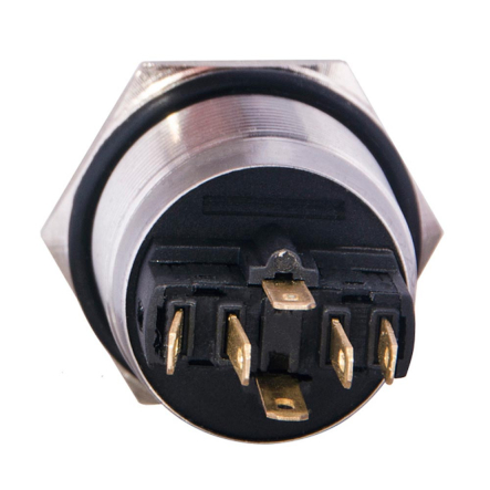 Кнопка металлическая  АСКО-УКРЕМ TYJ 22-371, с фиксацией 22мм 1NO+1NC, с подсветкой, зеленая 220V, A0140010135