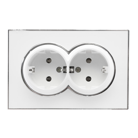 Розетка 2-я с заземлением RIGHT HAUSEN LAURA белая HN-015101 - 1