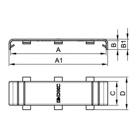 GAN 100 Накладка на стык крышки 100мм, белый, RAL9001, ДКС, 00887
