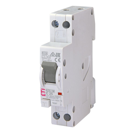 Дифференциальный автоматический выключатель ETIMAT KZS-1M 1p+N A C25/0.03 6kA, 2175226 - 1
