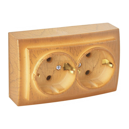 Розетка подвійна з заземленням Дуб Themis - 1