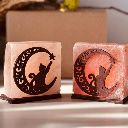 Соляной светильник «Кот со звездой» 1кг