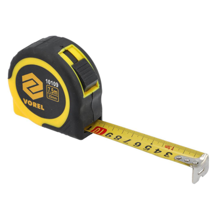 Рулетка с 3-мя фиксаторами 7.5м х 19мм VOREL, 10109