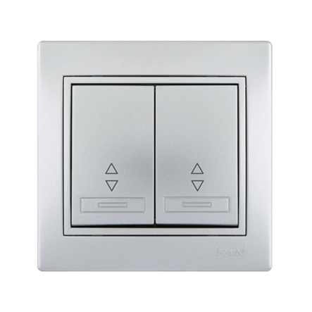 Вимикач прохідний Lezard MIRA двоклавішний, метал сірий, 701-1010-106 - 1