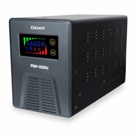 Джерело безперебійного живлення GEMIX PSN-1200U LCD, 1200 ВА / 800 Вт, чистий синус - 1