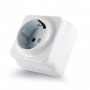 Розетка с заземлением накладная ERSTE, белая, 8005-42,W