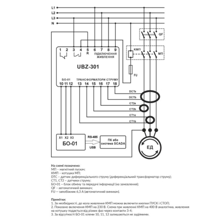 Универсальный блок защиты асинхронных электродвигателей Новатек-Электро УБЗ-301 ток 63-630А