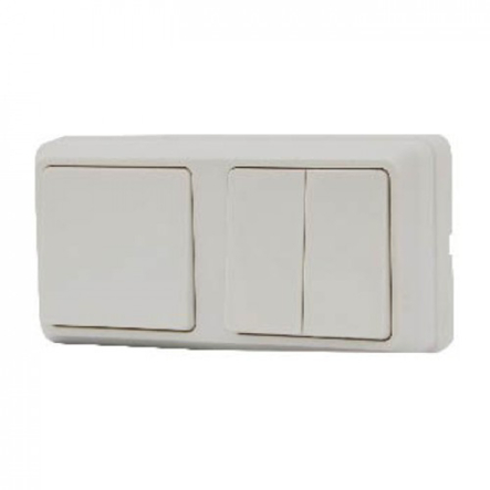 Блок - 1 одноклавішний + 1 двоклавішний АСКО-УКРЕМ, 2ВЗ10-120-Cb-W - 1