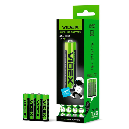 Батарейка щелочная VIDEX LR03 AAA 4pcs SHRINK, 25467 - 3