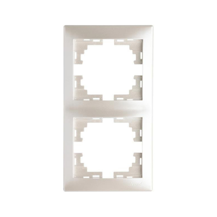 Рамка 2-я вертикальная жемчужно-белый перламутр б/вставки Lezard серия MIRA - 1