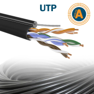Провод для компьютерных сетей UTP 4х2х0.48 наружный, с тросиком, 5 cat