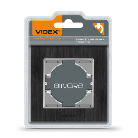 Рамка VIDEX BINERA, чорний алюміній, 1 пост, горизонтальна, VF-BNFRA1H-B - 1