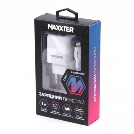 Зарядное устройство сетевое Maxxter WC-PD-CtL-01, 1 USB (PD 20W) + Кабель Type-C to Lighting