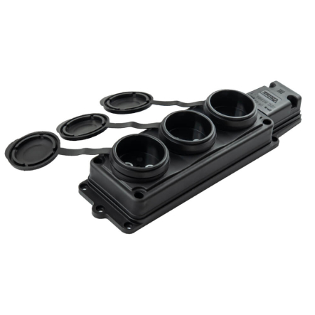 Розетка каучуковая VIOLUX 930710, 16 А, 240 В, 2P, 3,5 кВт, IP44, с крышкой, тройная - 1