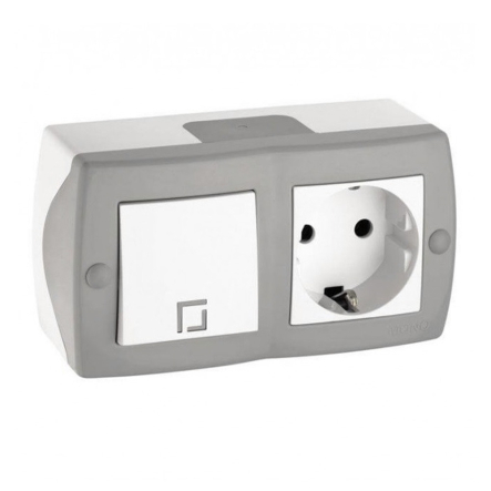 Выключатель 1кл+ розетка 1-я з з/к Mono Electric, OCTANS, IP20, 104-010101-183 - 1