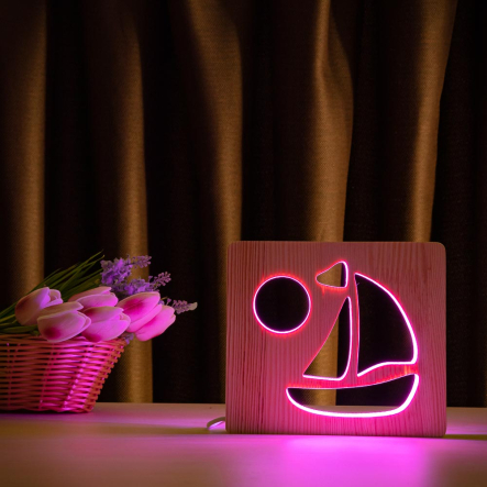 Ночник LED деревянный Кораблик (RGB/1) Ночник LED деревянный Кораблик (RGB/1)