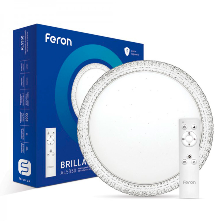 Світильник LED Feron, AL5350, BRILLANT-S, 60W, 4900Lm, 3000K-6500K, коло, 500х80мм, 6169 - 1