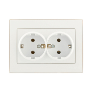 Розетка Lezard RAIN двойная с заземлением, жемчужно-белый перламутр, 703-3030-127В