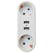 Сетевой разветвитель ElectrO, B2-1U (2 розетки + 2 USB), 16A, 250В