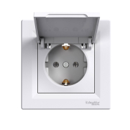 Розетка із заземленням, с крышкой, Schneider Electric ASFORA, біла, ЕРН3100121
