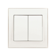 Вимикач Lezard RAIN двоклавішний, жемчужно-білий перламутр, 703-3088-101