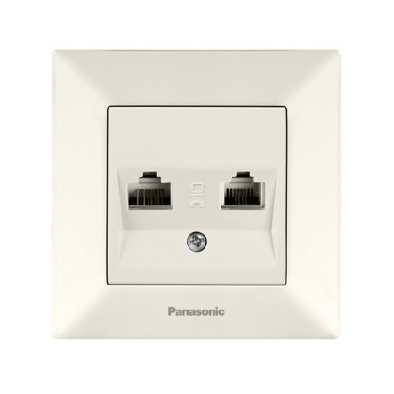 Розетка 2-я, телефонная, RJ11 CAT3 Panasonic Arkedia Slim, крем, 04032BG - 1