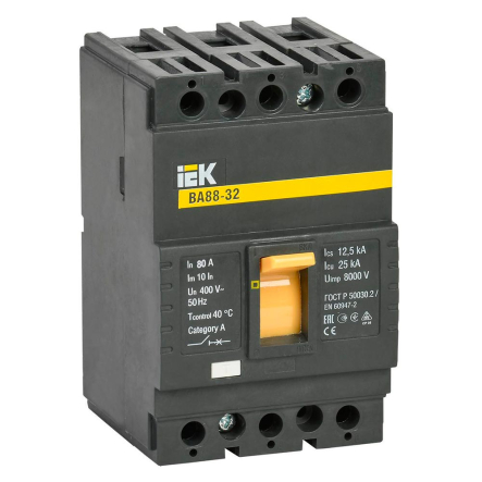 Автоматический выключатель IEK ВА88-32, 3P, 80A, 25kА, SVA10-3-0080-U - 1
