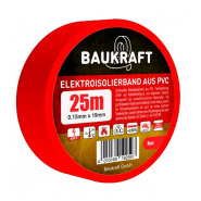 Изолента TM BAUKRAFT красная. 0,15ммх19мм, 25м, Germany