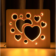 Нічник LED дерев'яний Серця (WW)