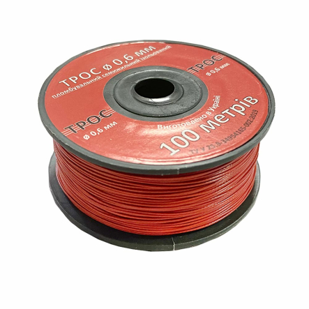 Трос пломбировочный (катушка) (0,6мм, семижильный, нержавеющий в ПВХ изоляции (100м) - 1