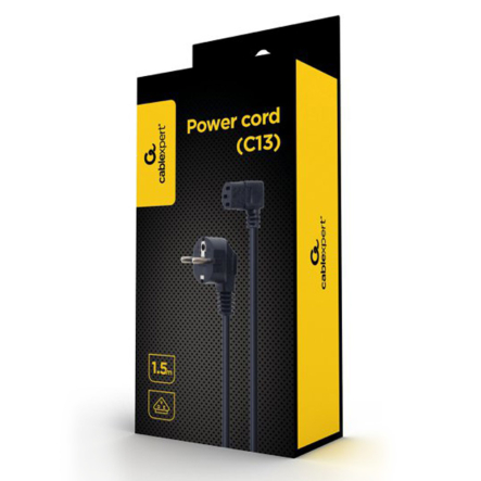 Кабель силовой Cablexpert PC-186A-VDE1B-1.5M, CEE7/7-C13, длина 1.5 м, VDE, вилка углом 90