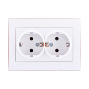 Розетка Lezard RAIN двойная с заземлением, белая, 703-0202-127В