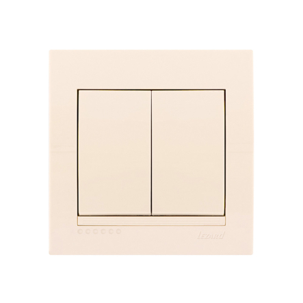 Вимикач Lezard DERIY двоклавішний, крем, 702-0303-101 - 1