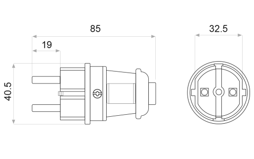 Вилка каучуковая АСКО-УКРЕМ A0250010001, 2Р + PE, 16А, IP44, стандартная