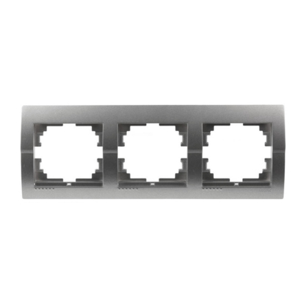 Рамка Lezard DERIY трехместная, горизонтальная, темно серый металлик, 702-2900-148 - 1