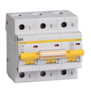 Автоматический выключатель IEK ВА47-100, 3p, 16A, D, MVA40-3-016-D