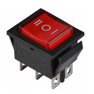 Перемикач 1 клав. перекидний червоний з підсвічуванням KCD2-203N R/B 220V, АСКО-УКРЕМ, A0140040107