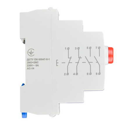 Кнопка на DIN-рейку 2NO+2NC 230V АС МВ-22 красная, ACKO-УКРЕМ A0150010111