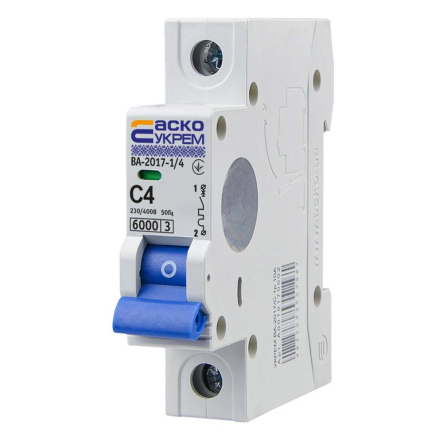 Автоматический выключатель АСКО-УКРЕМ ВА-2017 1р, 4А С, A0010170031