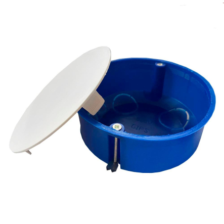 Коробка распределительная под гипсокартон d 100 мм, металлические лапки, синяя - 1