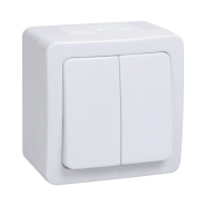 Выключатель IЕК ГЕРМЕС PLUS 2-клавишный открытой установки, белый, IP54, EVMP20-K01-10-54-EC