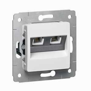 Розетка телефонная RJ11 2 выходная Legrand Cariva, 773639, белая