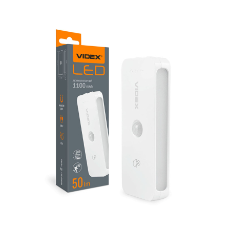 Светильник LED аккумуляторный с датчиком движения VIDEX VL-NL053W-S