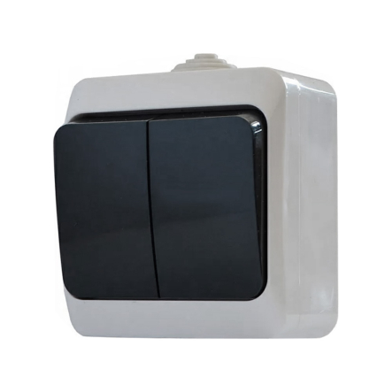 Вимикач 2-кл. вологозахищений, чорні клавіші, ВЗ10-2-IP44N, АСКО-УКРЕМ - 1