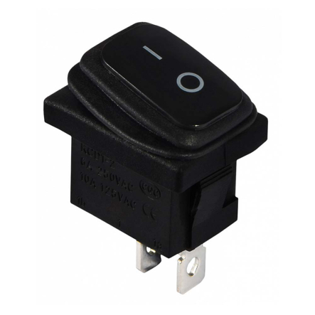 Переключатель 1 клав. черный влагозащищенный KCD1-2-101W B/B, АСКО-УКРЕМ, A0140040057 - 1
