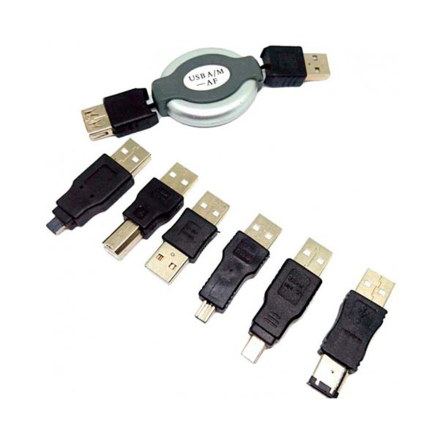 Набір USB (подовжувач USB А +6 перехідників USB) у блістирі - 1