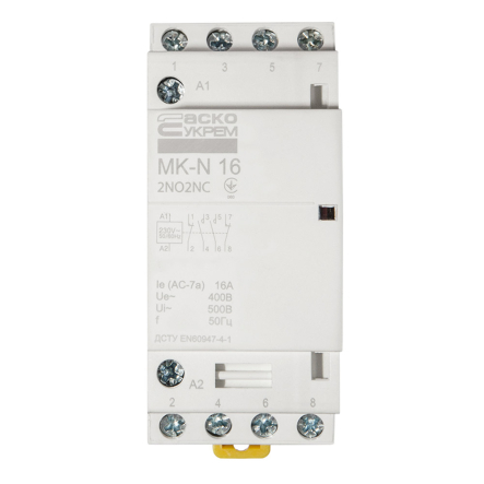 Контактор модульний АСКО-УКРЕМ МК-N, 4р, 16А, 2NO2NC, 220V, A0040030028 - 1