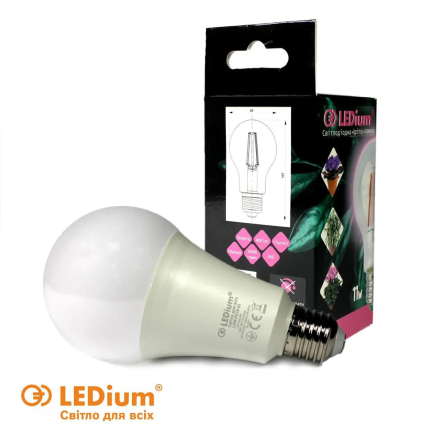 Лампа светодиодная фито LEDium, 18Вт, Е27, А80, AC170-270V, 1440Lm, 15147 - 1